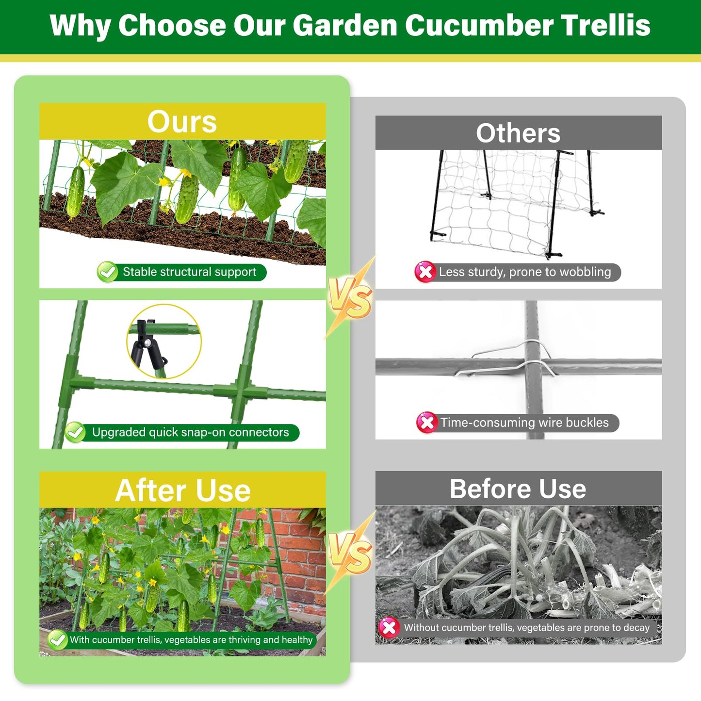 Sunwinx 35x51 Inch Cucumber Trellis for Raised Bed, Adjustable A-Frame Garden Trellis for Climbing Plants Outdoor with Climbing Net, Meal Plant Trellis for Vegetables Pea Bean Tomato Squash Grape