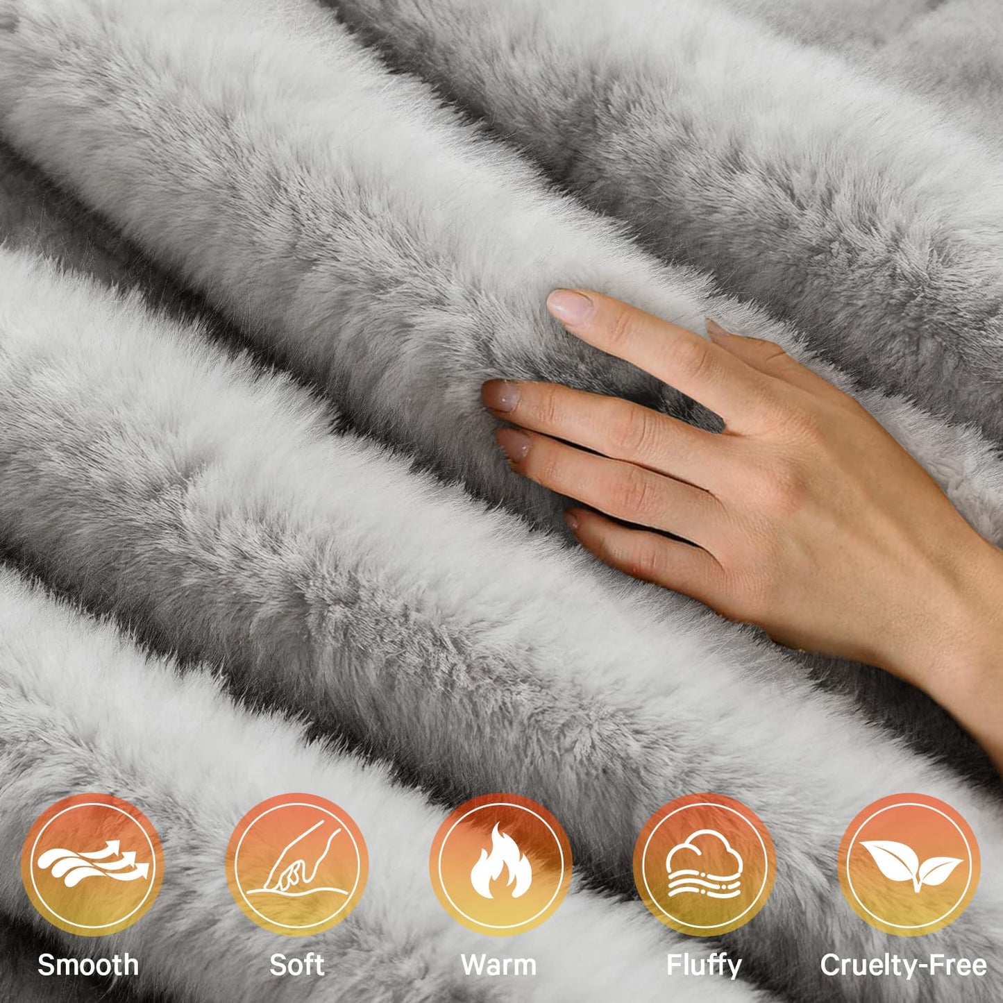 Heated Electric Blanket Throw,Octrot 50"X60" Faux Fur Heating Blanket Luxury Christmas Gifts Heavy Plush with 10 Heats Levels & 8 Hours Auto Off,Super Cozy Warm Fuzzy,Fluffy Decor Winter Warming,White