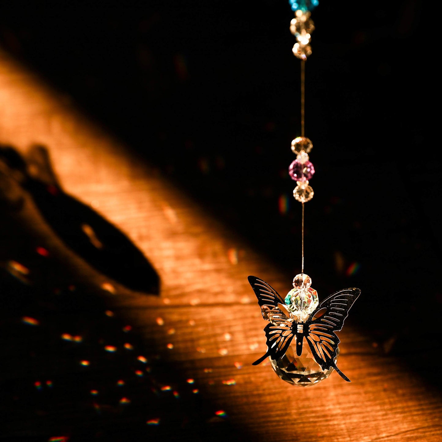 WEISIPU Crystal Hanging Decorations - Hanging Ornament Crystals Butterfly Suncatchers with Clear Crystal Ball for Home, Office, Garden Decoration, Window Decorations Hanging