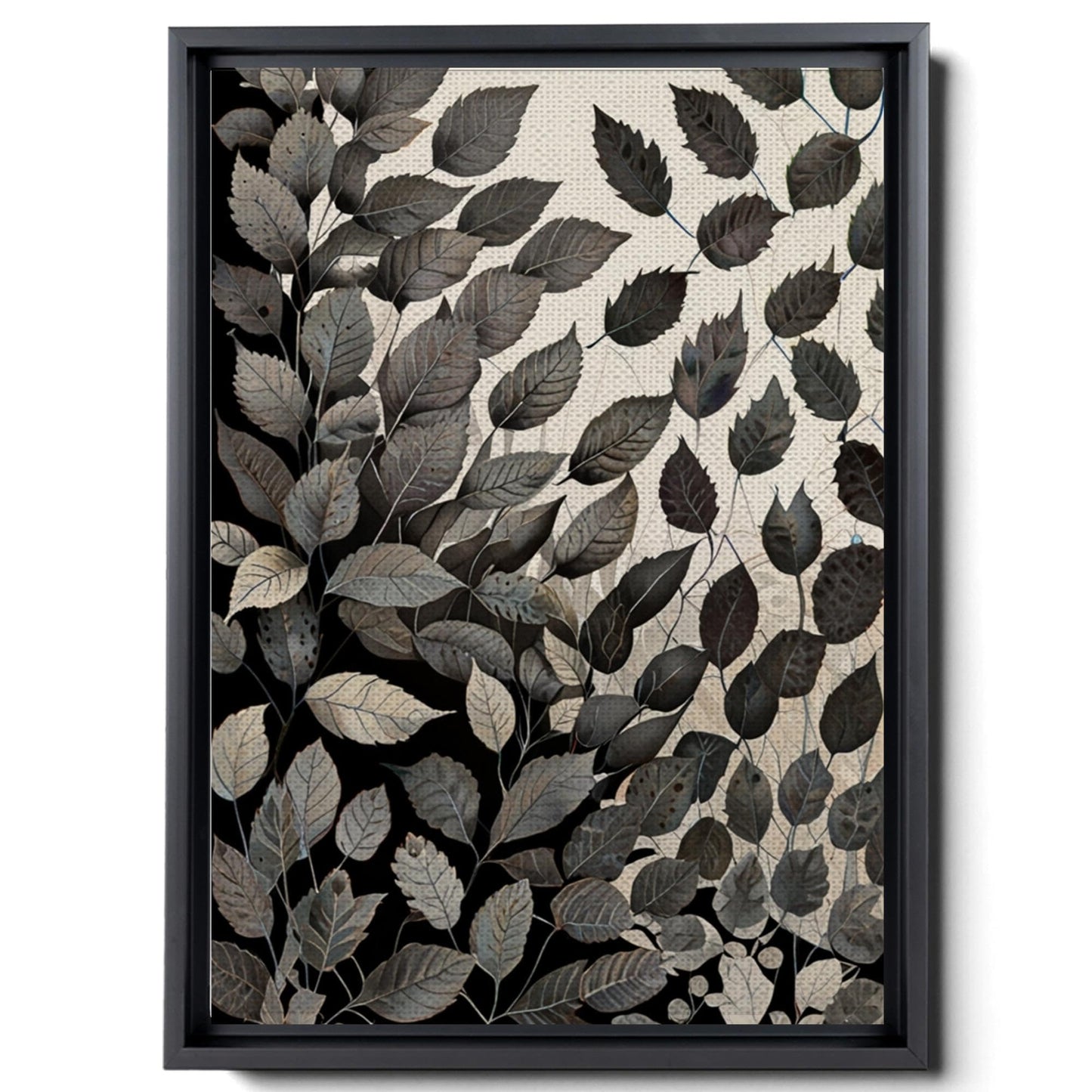 Canvas Print Scandinavian Folk Art Black and Beige Abstract Botanical Wall Art for Scandinavian Home Decor Decor Canvas, Print
