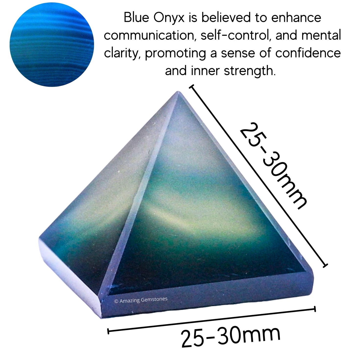 Amazing Gemstone Blue Onyx Pyramid Crystal Healing Stones - 1" Great Pyramid Figurine of Natural Stone Pyramid for Meditation, Reiki, Chakra Balancing and Crystal Pyramids Grid