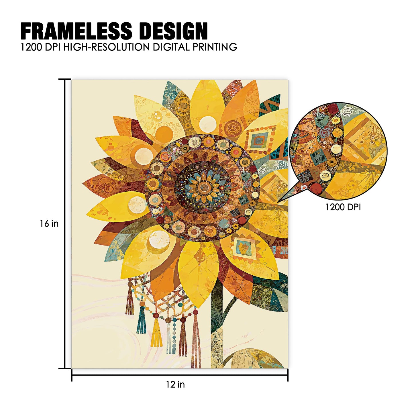 INFINIPANEL Sunflower Wall Art Print for Bathroom Framed Wall Decor - XPS Waterproof & Lightweight Construction - Perfect for Humid Bathrooms Boho Decor for Home, Bedroom & Living Room -12"×16"