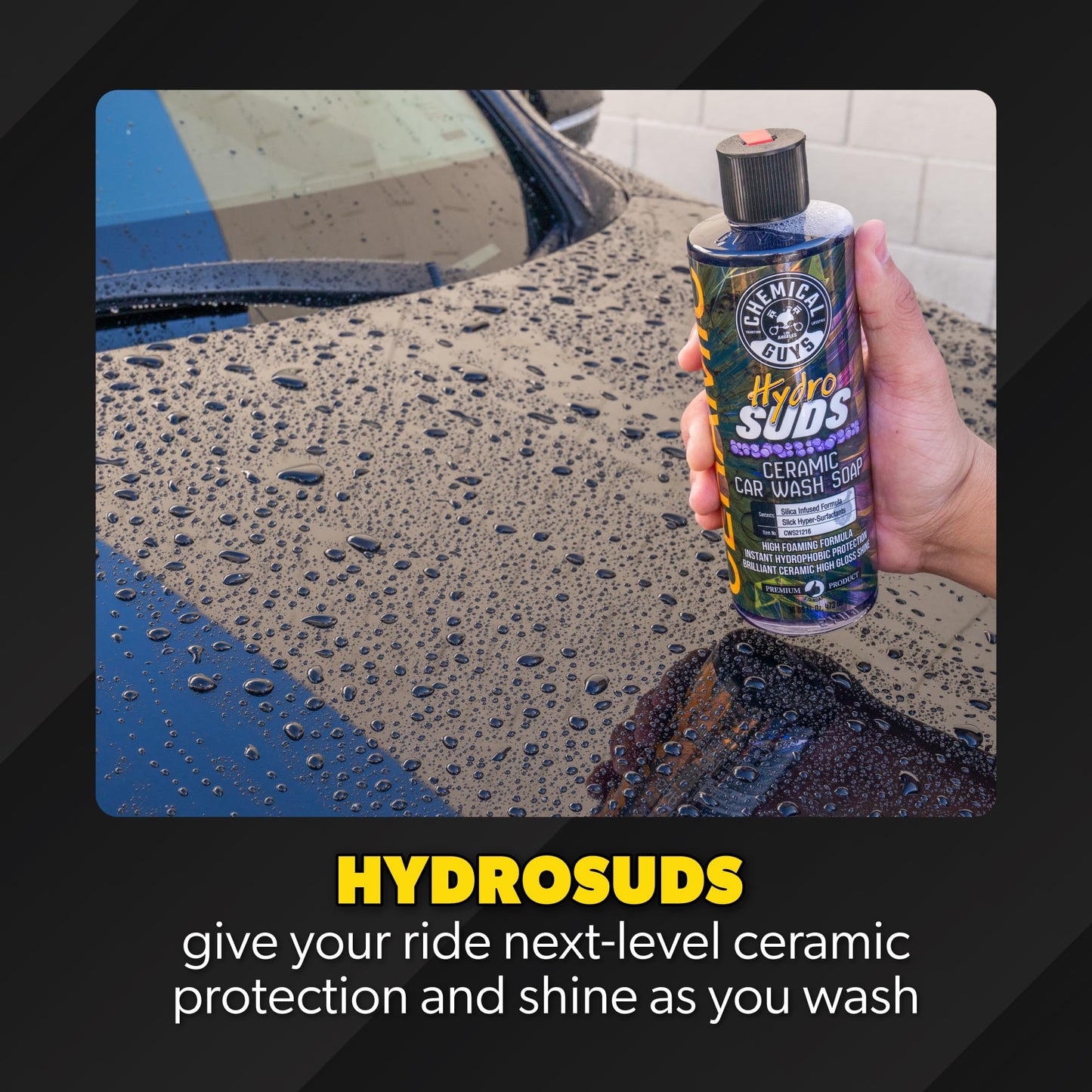 Chemical Guys HydroSuds Ceramic, Shine High Foaming Car Wash Soap - Foam Cannon Soap, Works with Foam Guns or Bucket Washes for Cars, Trucks, Motorcycles, RVs, and More, Berry Scent - 16 oz