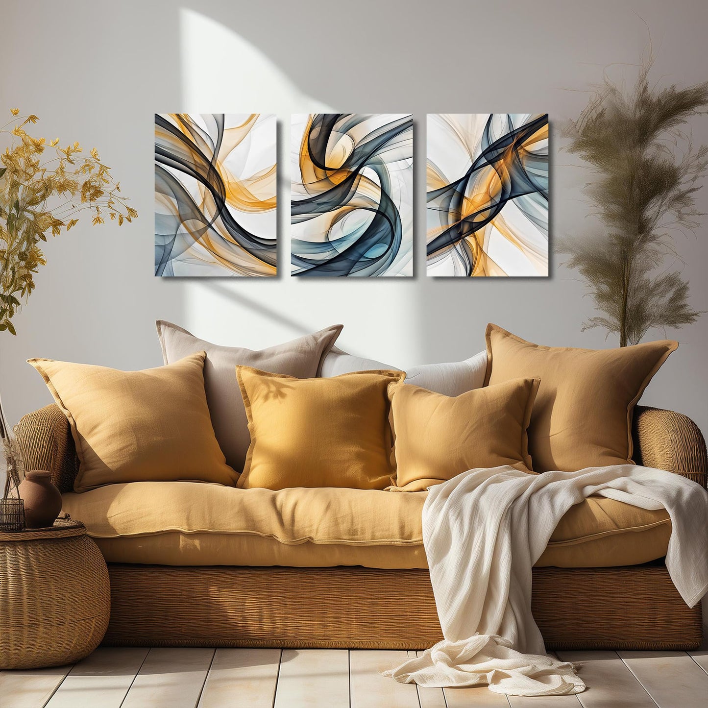 WVMAPTA Abstract Wall Decor for Living Room Modern Prints Wall Art Bedroom 3 Piece Canvas Wall Art for Office Size 12 x 16 Inch