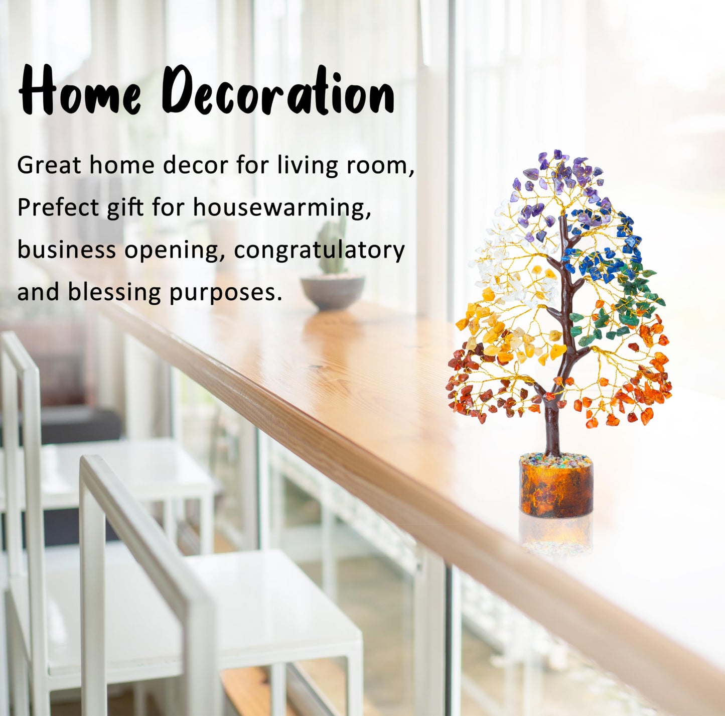 Crocon® 7 Chakra Crystals Tree of Life Birthday Gifts for Women, Men & Friends | Home & Office Decor, Money Tree Healing Crystals Gift | Mom Gift Ideas Housewarming Gifts New Home Sister & Dad