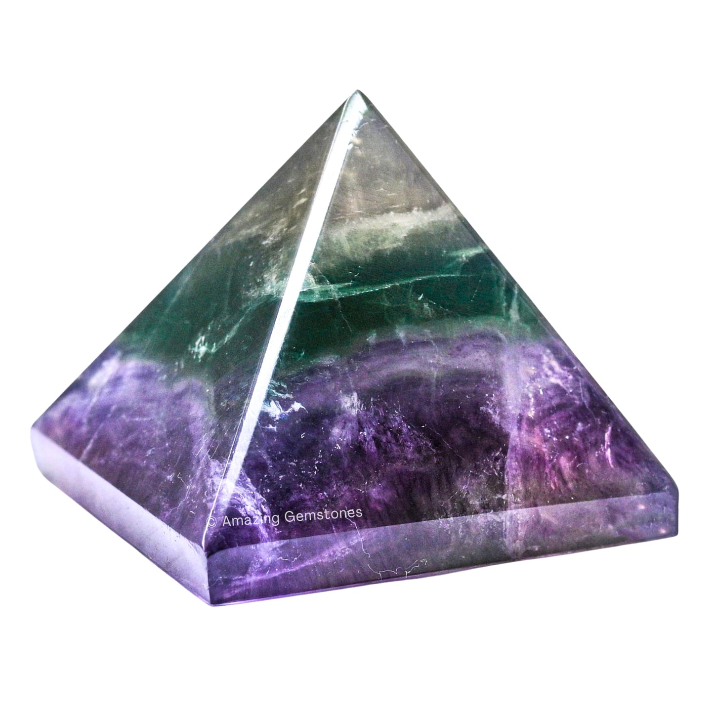 Amazing Gemstone Fluorite Pyramid Crystal Healing Stones - 2" Great Pyramid Figurine of Natural Stone Pyramid for Meditation, Reiki, Chakra Balancing and Crystal Pyramids Grid