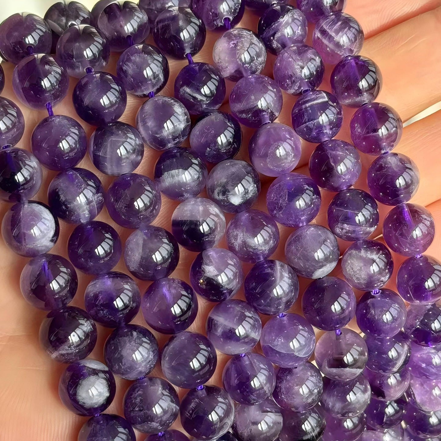 MJDCB Natural Dreamy Amethyst Beads Round Stone Beads DIY Loose Beads for Jewelry Making Beads 15" (10mm)