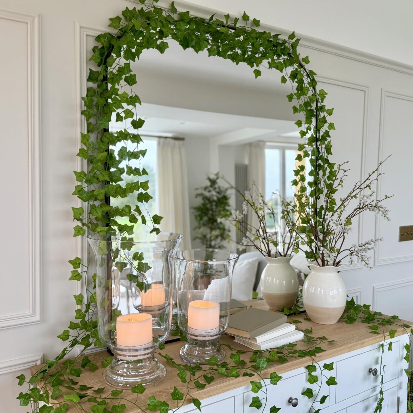 CQURE 24 Pack 168Ft Artificial Ivy Fake Vines,Ivy Garland Greenery Garland Fake Hanging Plants Vines Aesthetic Green Leaves for Bedroom Wedding Party Garden Wall Room Decor