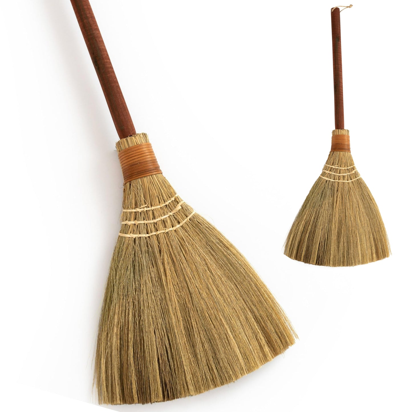 TTS For Home Natural Whisk Sweeping Hand Handle Broom - Vietnam Handmade Straw Soft Broom Design for Home, Kitchen, Grage, Bedroom 12.2" Width, 28.35" Length