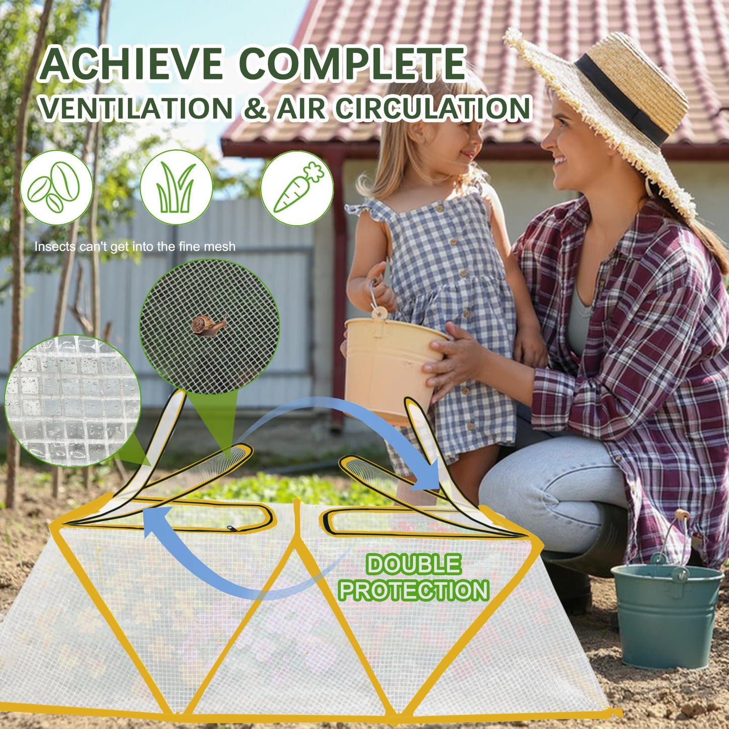 47.2" *14.6" *13.4" Foldable Garden Accelerator Plants Cover Freeze Protection for Raised Bed, Mini Greenhouse Cover with Two Air Hole, Frost Cover for Plant Vegetable Seedling Protector