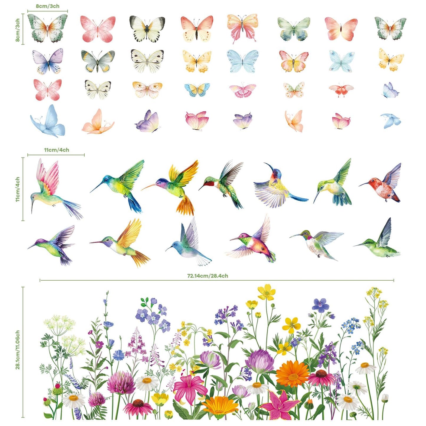 AhfuLife 9 Sheets Spring Window Clings, Larger Spring Flower Floral Butterfly Bird Window Stickers for Glass, Home, Office, School Party Decoration Spring Theme Supplies