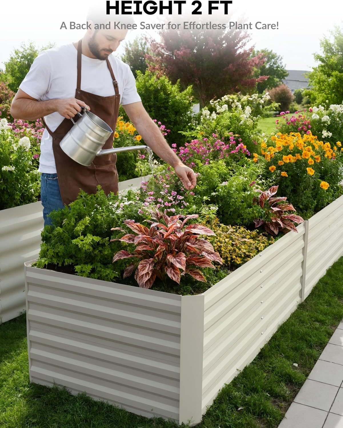 Garvee 2PCS 8x4x2ft Galvanized Raised Garden Bed Outdoor,Rust-Resistant Raised Garden Beds for Gardening, Easy Assembly Outdoor Garden Box & Planters