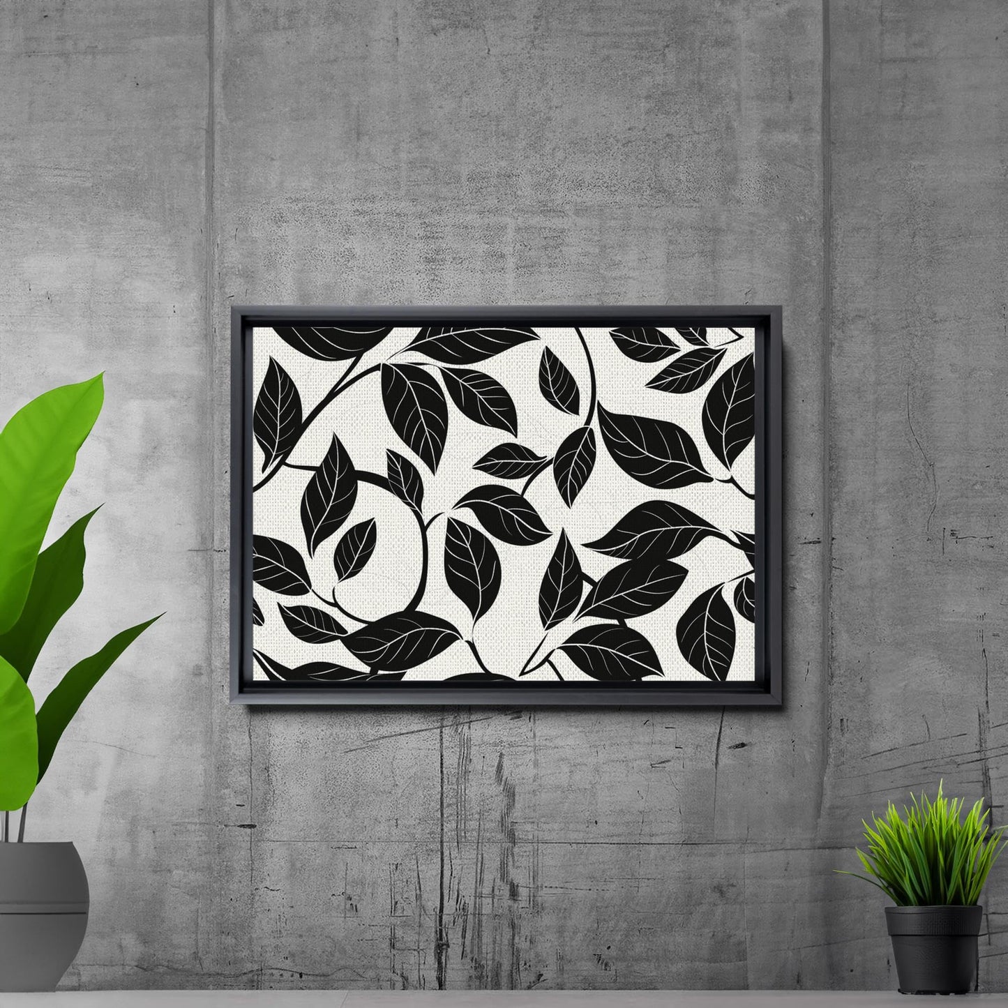Canvas Print Scandinavian Folk Art Black and Beige Abstract Botanical Wall Art for Scandinavian Home Decor Decor Canvas, Wall