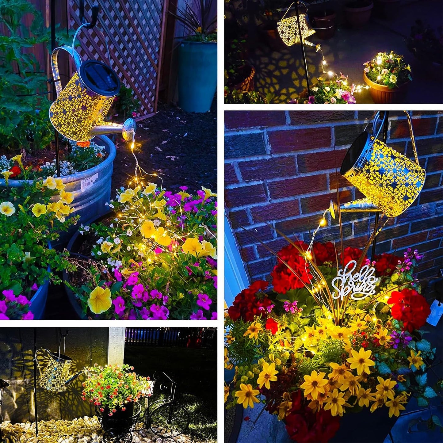 Solar Watering Can Lights, Large Retro Metal Hanging Solar Lights Outdoor Waterproof, Mother's Day Birthday Gifts for Women Mom Grandma Garden Yard Light LED Decoration Outside for Porch Lawn Patio