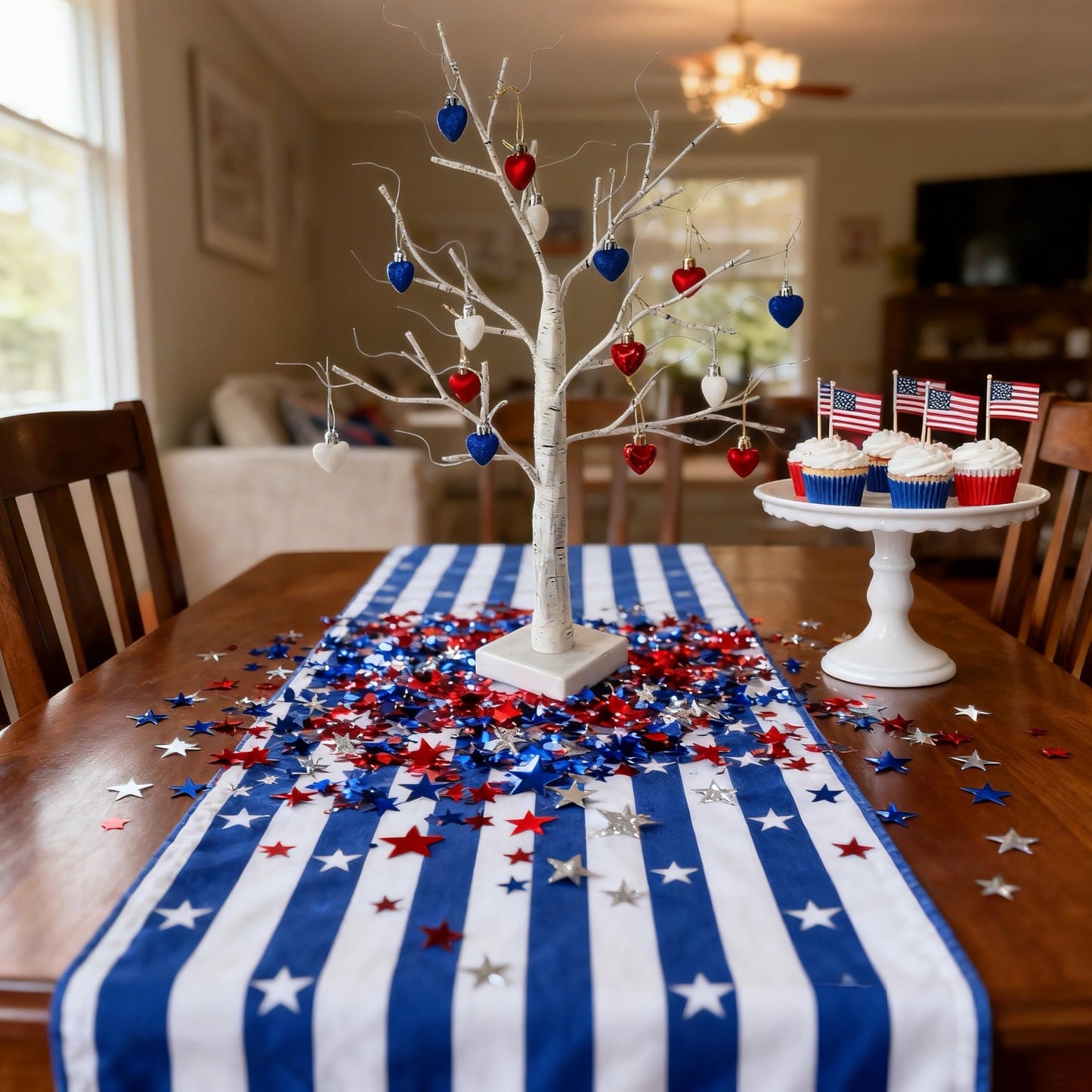 HipTree Mini Patriotic 4th of July Tree Ornaments Decorations,20ct 1.18 Inch Red White Blue Heart Shaped Baubles for Memorial Day, Independence Day,Veterans Day, Flag Day,American Party Decorations