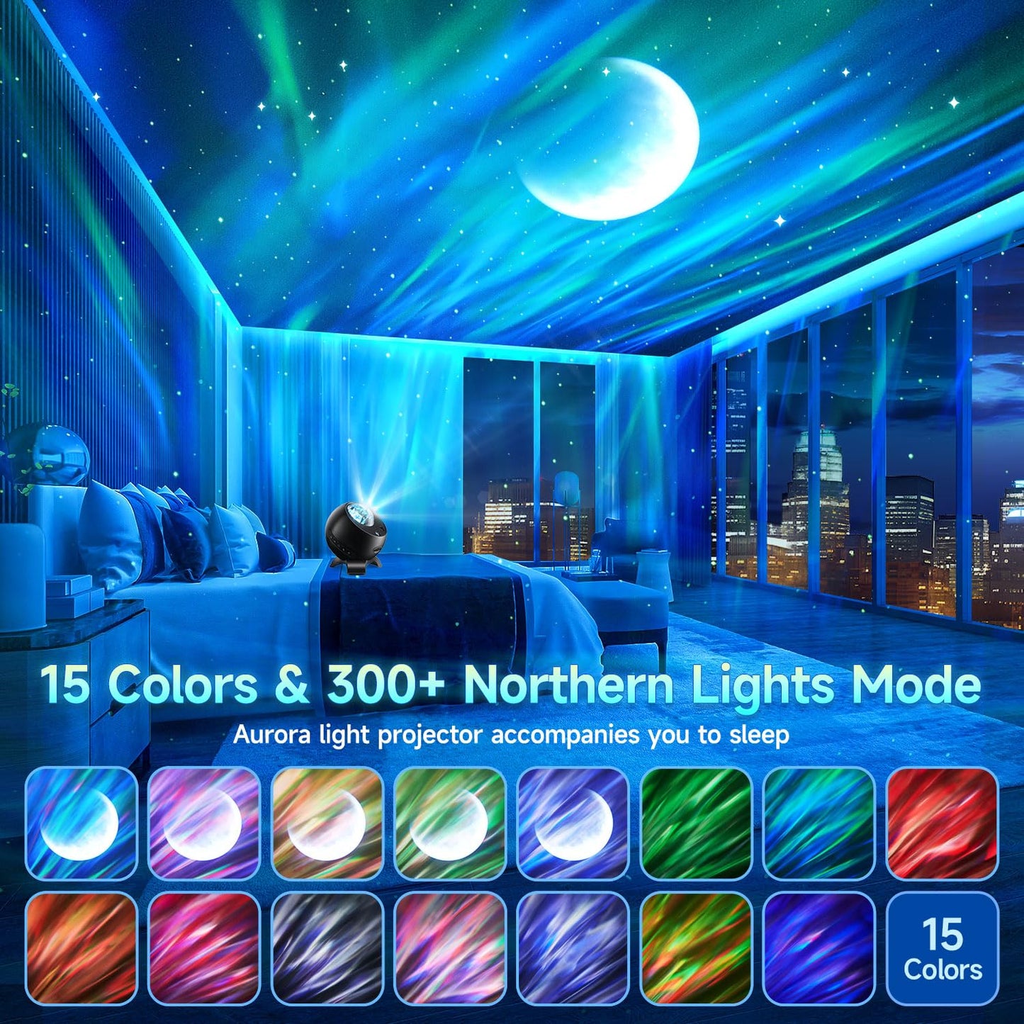 Northern Galaxy Light Projector, 300+Modes & 5 Films Star Projector, 15 White Noise & Bluetooth Northern Lights Projector,Moon Light Projector, Teen Girl Gifts Trendy Stuff, Consumer Electronics.