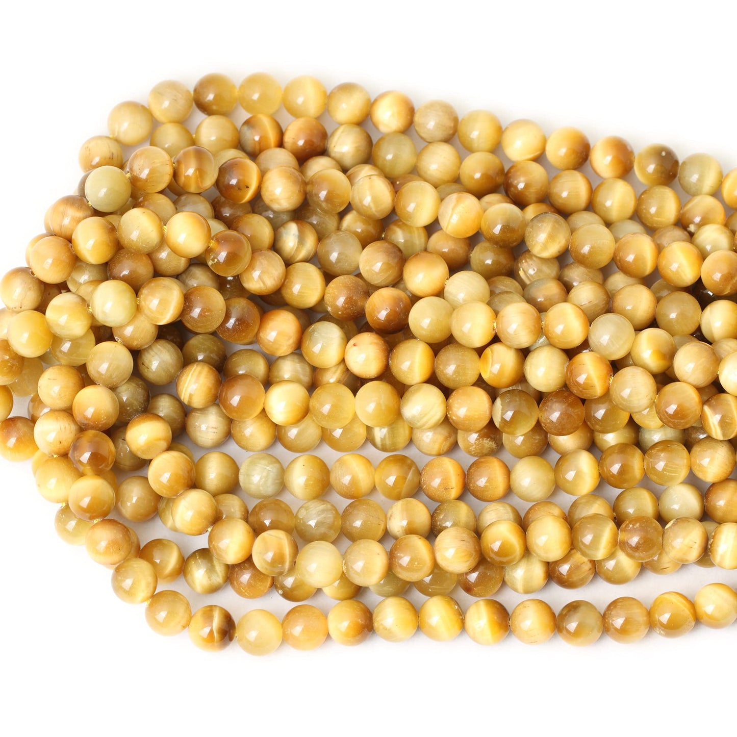 CHEAVIAN 45PCS 8mm Natural Golden Tiger Eye Stone Round Loose Beads for Jewelry Making DIY Bracelet Necklace Materials 1 Strand 15"
