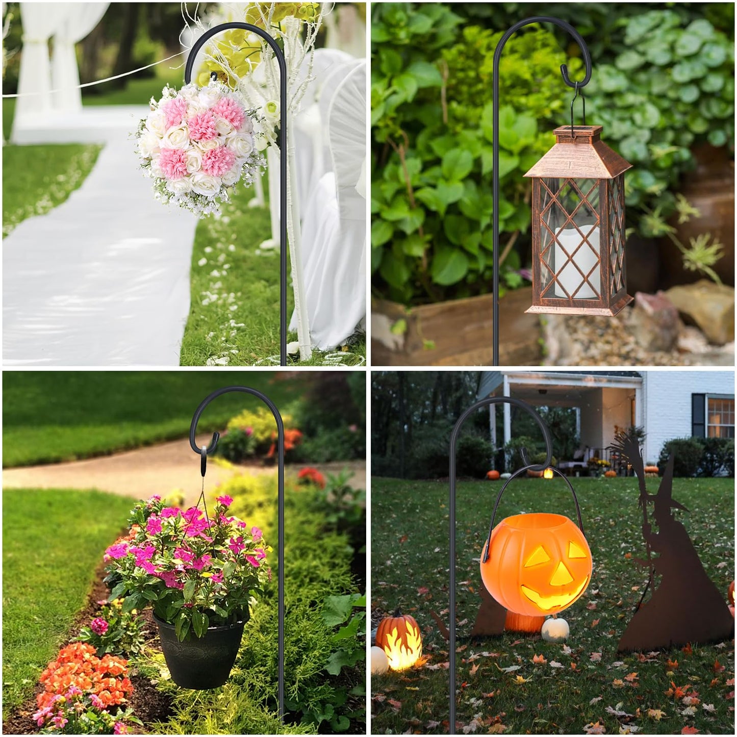 FEED GARDEN Adjustable 32 Inch Shepherd Hooks Rust Resistant Steel Shepard Hooks for Outdoor Hanging Lanterns, Bird Feeders, Solar Lights, Weddings Decor 8 Pack