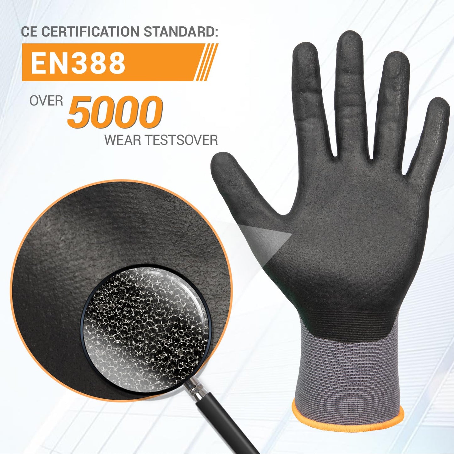 MSNCO Safety Work Gloves 6/12 Pairs Micro Foam Nitrile Coated Endurance Seamless Knit Nylon ，Wear-resistant mechanical gloves