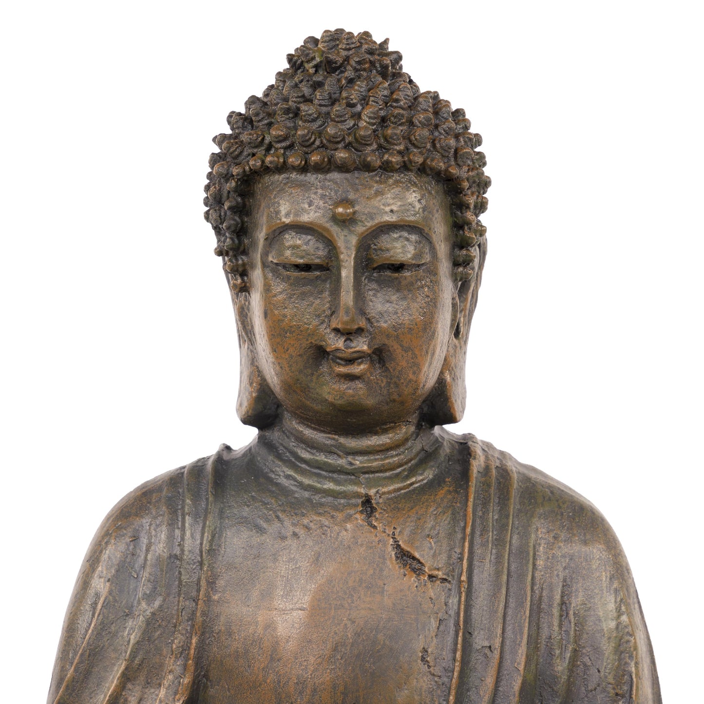 Alpine Corporation 15" Tall Indoor/Outdoor Meditating Buddha Statue, Tabletop Garden Decor, Bronze