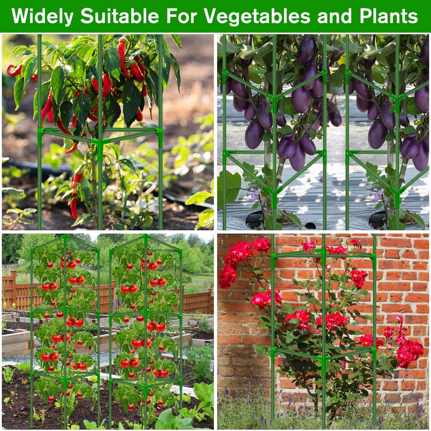 Tetutor Tomato Cages for Garden, 3 Pack Tomato Cage Trellis, Garden Cage Heavy Duty Tomato Stake Support, Garden Stakes Plant Cage for Pots Plants Vegetables