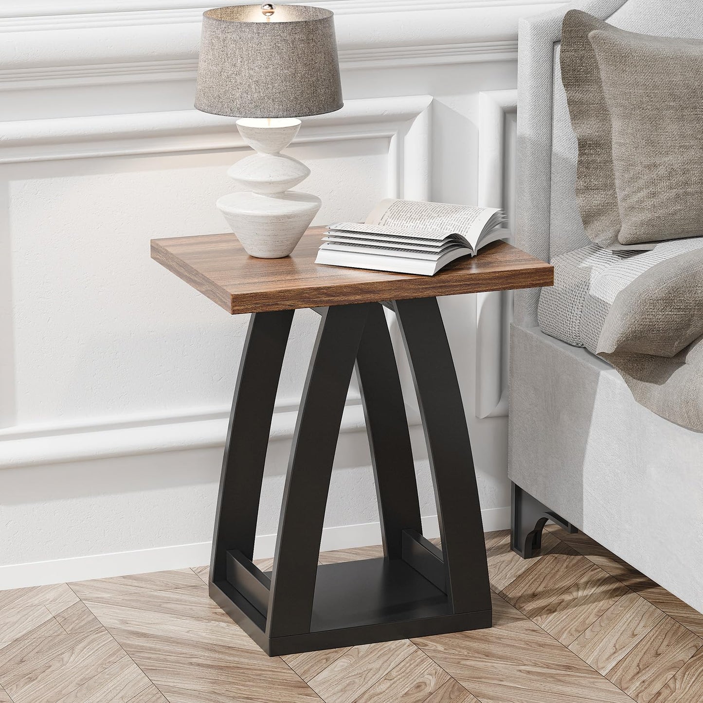 FROMJBEST End Table, Side Table, Nightstand, Sofa Side Table with Shelf, Modern End Table for Living Room, Bedroom