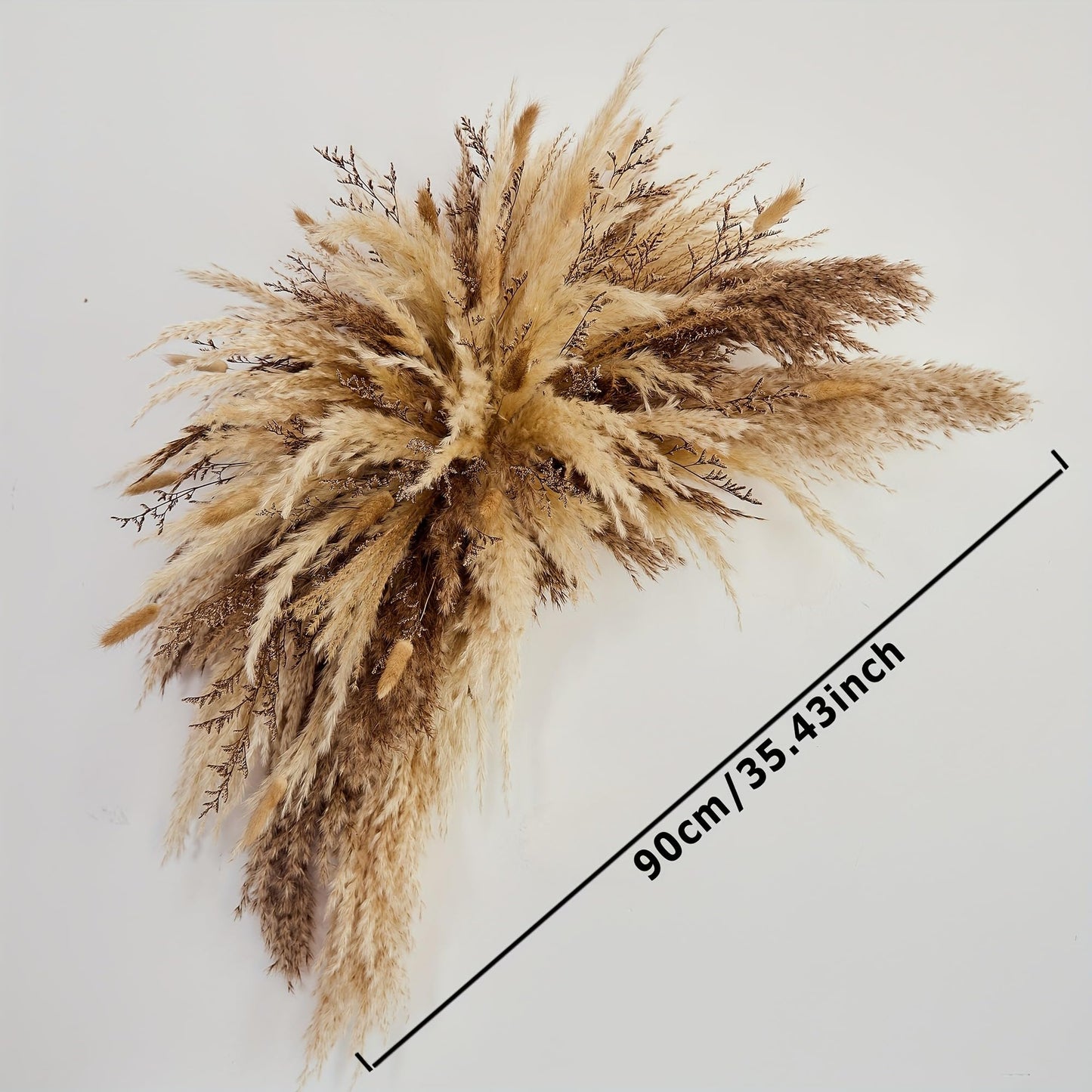 YN HI FLOWER DIY Natural Dried Flower Wall Hanging, Pampas Grass Decor,35-Inch Boho Pampas Grass, Pink Bunny Tails, Palm Leaves, Wedding Arch Decor- Need to Assemble