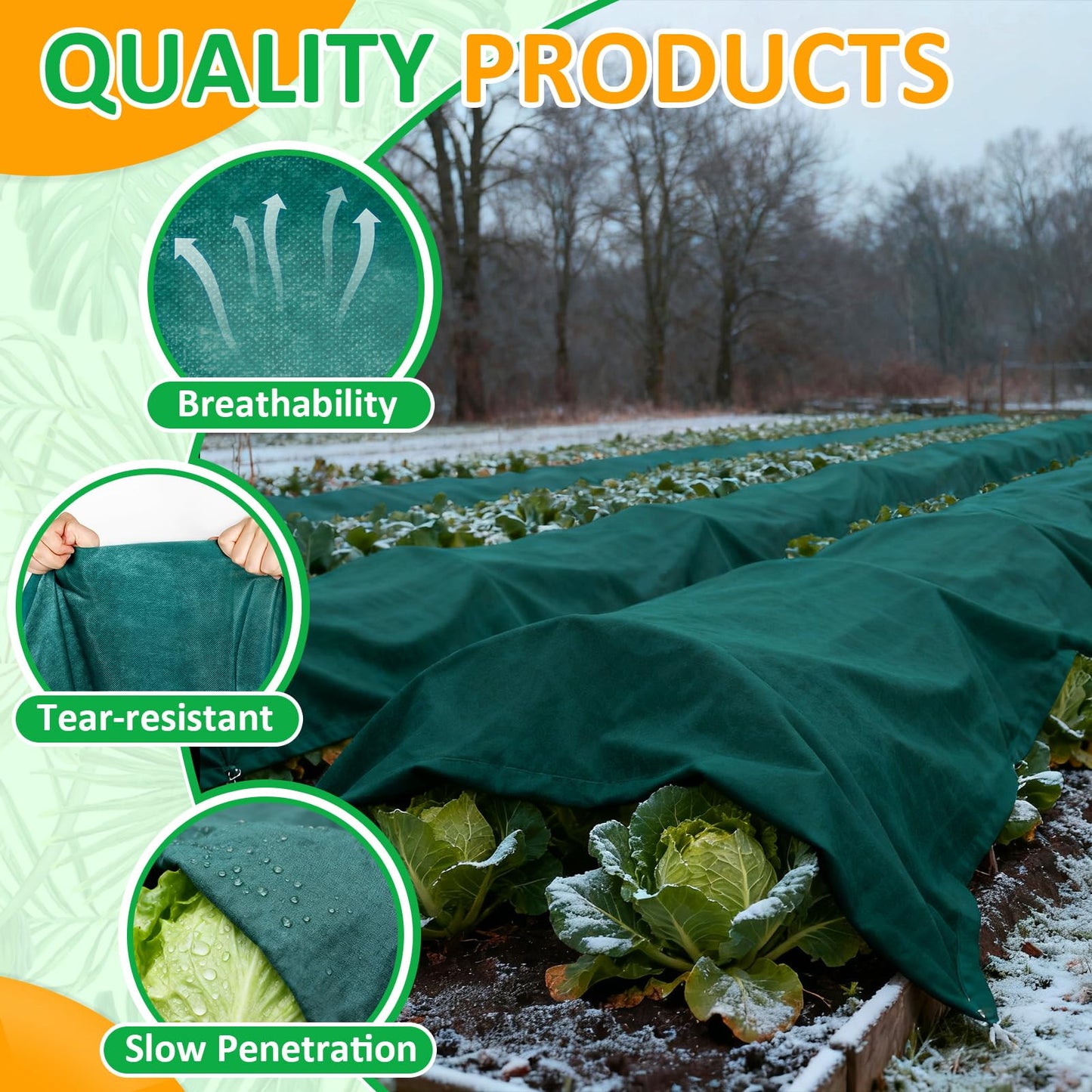Green Plant Covers Freeze Protection, 10 x 50 ft - 0.9 oz/yd² Frost Cloths for Outdoor Plants, Tree Covers Freeze Protection, Winter Garden Blanket, Sun Cover for Plants for Greenhouse, Vegetables