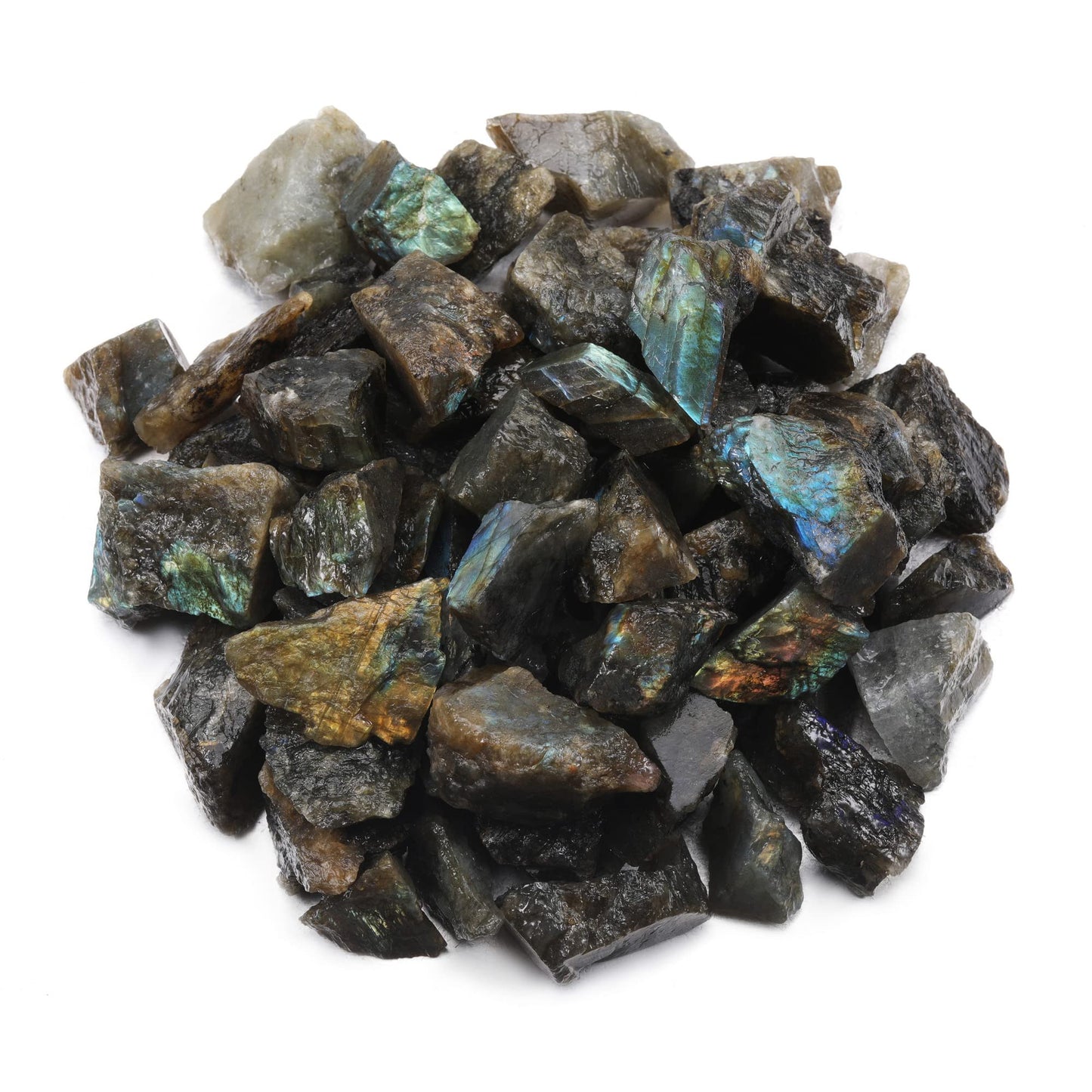 Top Plaza Bulk Labradorite Healing Crystals Rough Stones - Large 1" Natural Raw Stones Crystal for Reiki Healing, Wicca, Witchcraft, Tumbling, Cabbing, Fountain Rocks, Decoration, Polishing 0.5lb