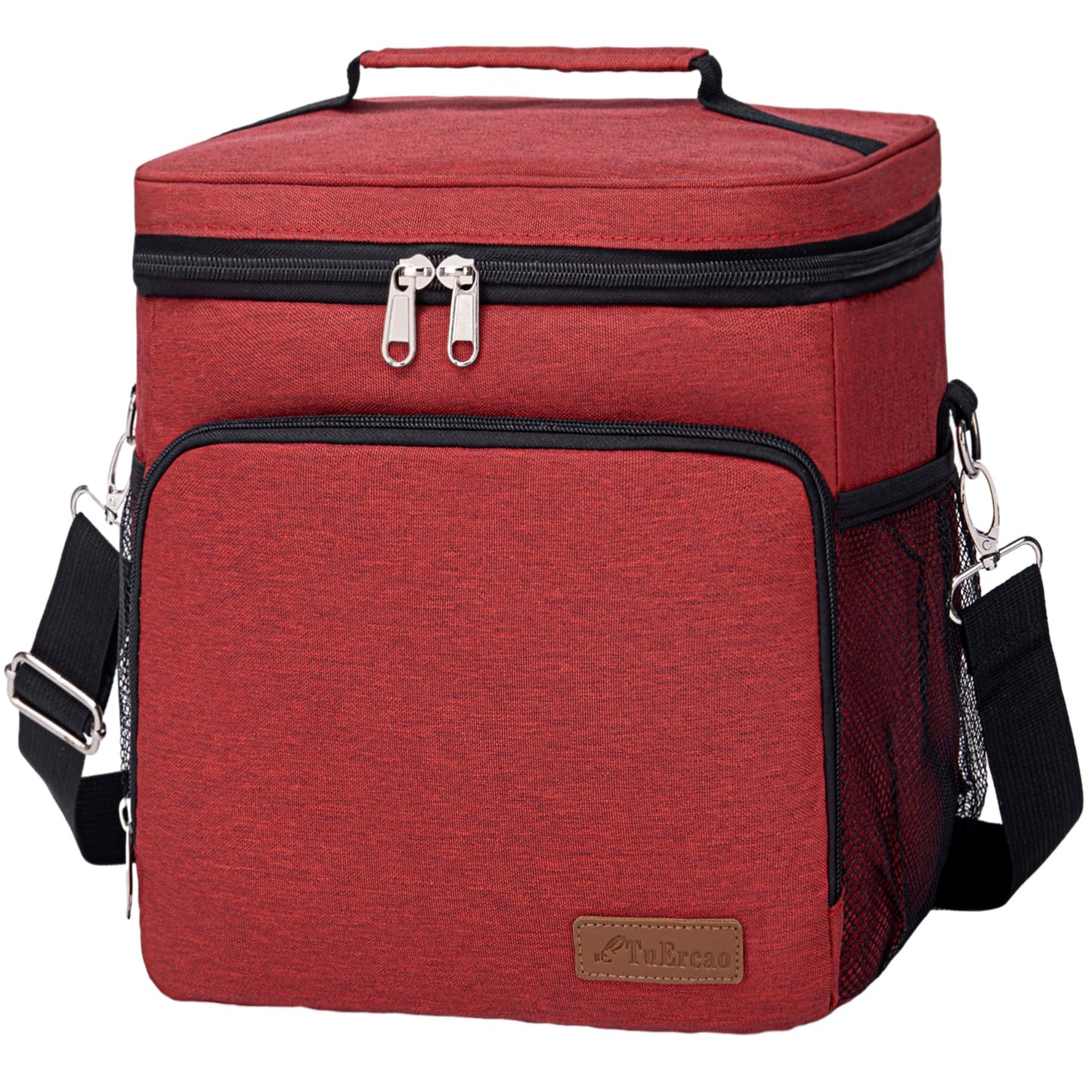 TuErcao 18 Can Small Cooler Bag, Portable Collapsible Soft Ice Chest for Beach Hiking Picnic Camping Travel Cooler for Car Road Trips, Red