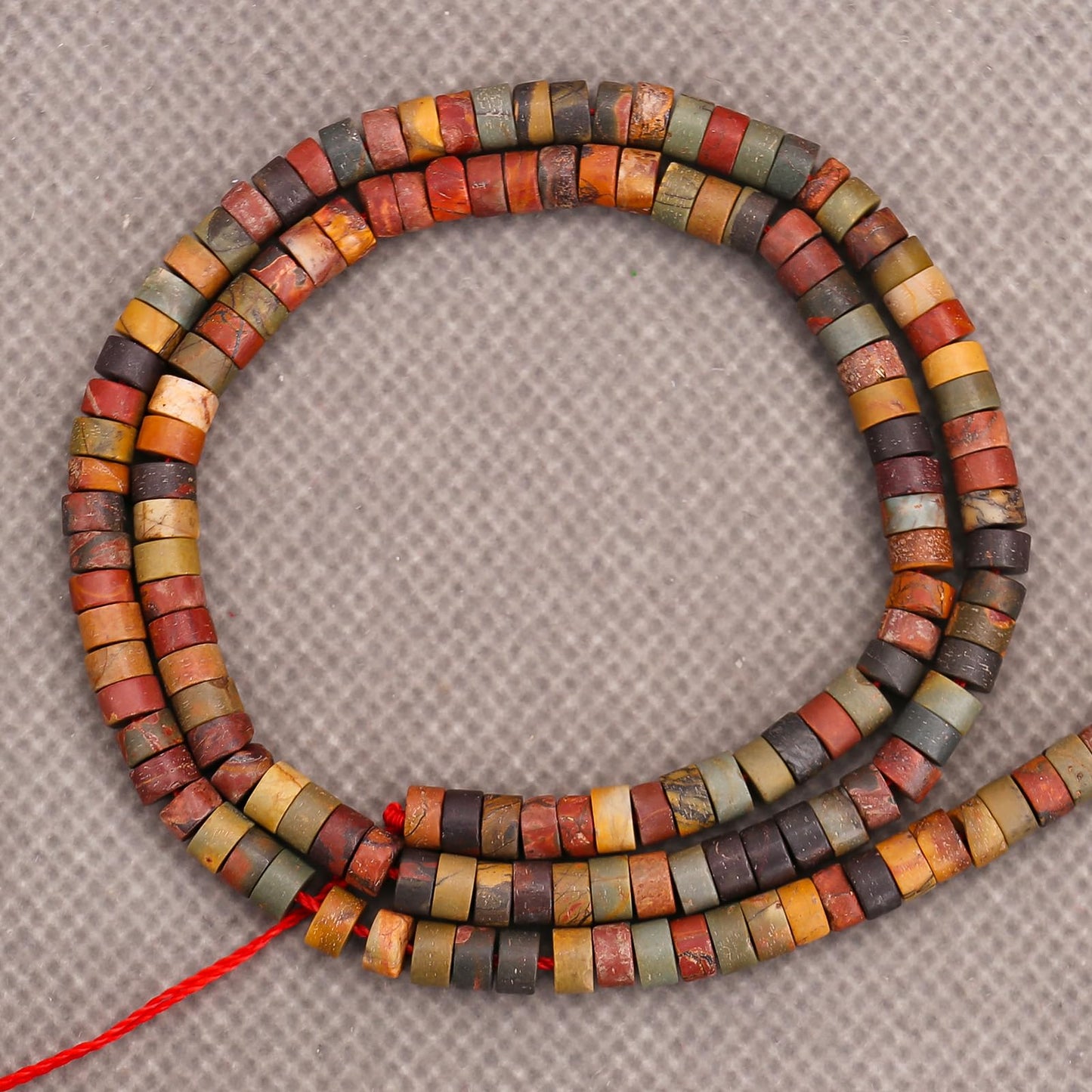 BONNY BOXX 150PCs Natural Picasso Red Turquoise Spacer Beads, Loose Semi Precious Flat Round Gemstone Heishi Disc Stone Beads for Beading Jewelry Making 4mm*2mm