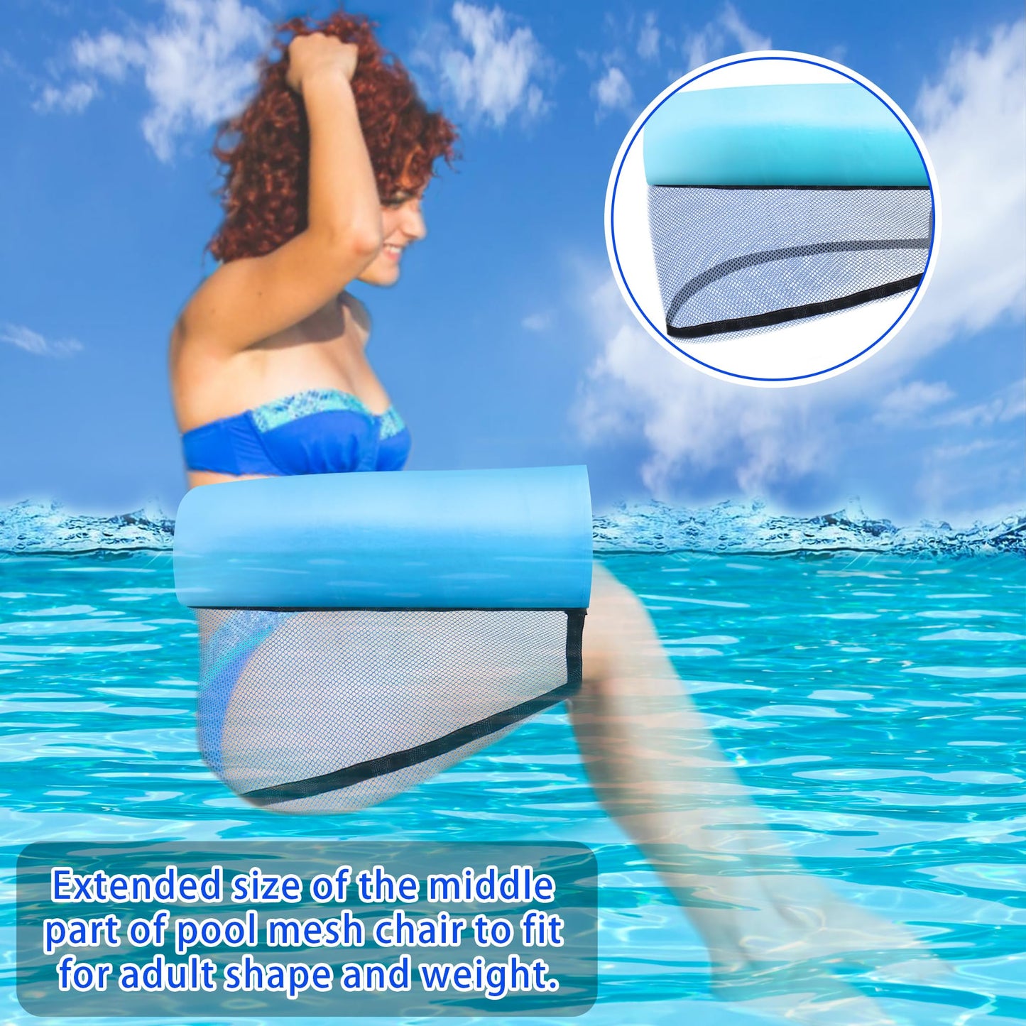 WUBOECE 2 Pack Swimming Pool Noodle Floating Mesh Chair for Adults Pool Float Chair Noodle Chair Floats for Swimming Water Relax (Noodle Not Included)