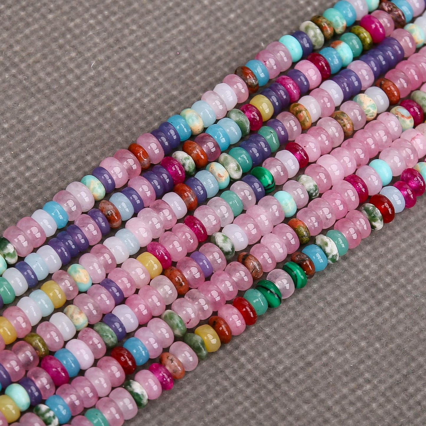 BONNY BOXX 1 Strand (150PCs) Natural 2 * 4mm Colorful Rondelle Beads, Natural Abacus Disk Stone Beads Loose Spacer Gemstone for DIY Bracelet Necklace Jewelry Making