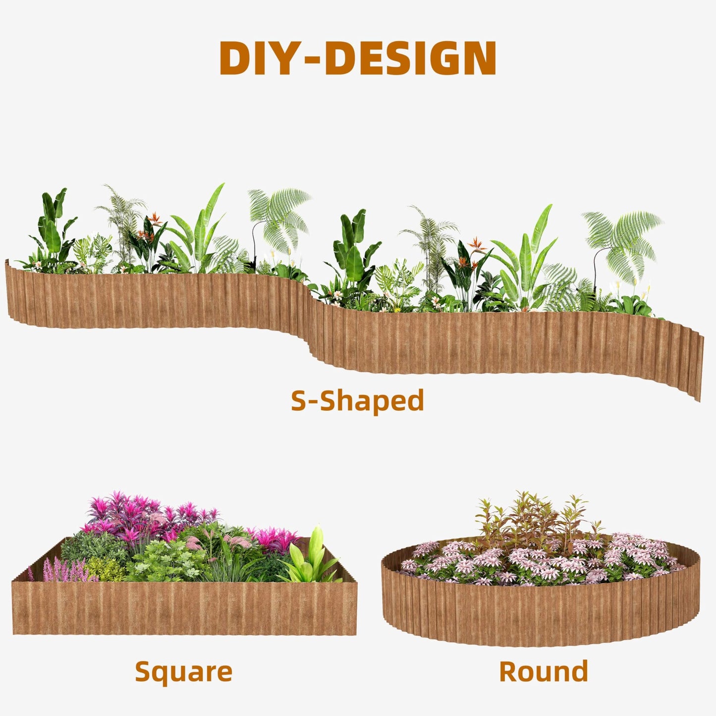 Garden Lawn Edging and Landscape Border - 12" x 20' Corrugated Metal Garden Edging, for DIY Flower Beds, Lawns & Landscaping (Real Rust)