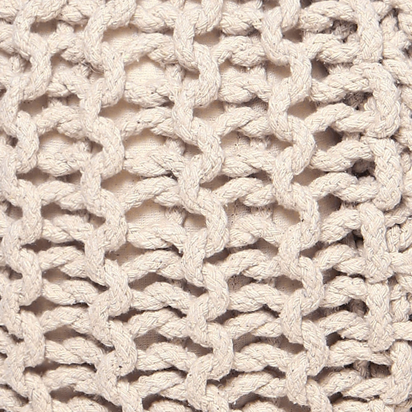 REDEARTH · Round Pouf Ottoman - Cable Knitted Boho Poof - Home Décor Cord Pouffe Handmade Circular Footrest for Living Room - Bedroom - Kids Bedroom - 100% Cotton Pouf (18" x 18" x 14") - Ivory
