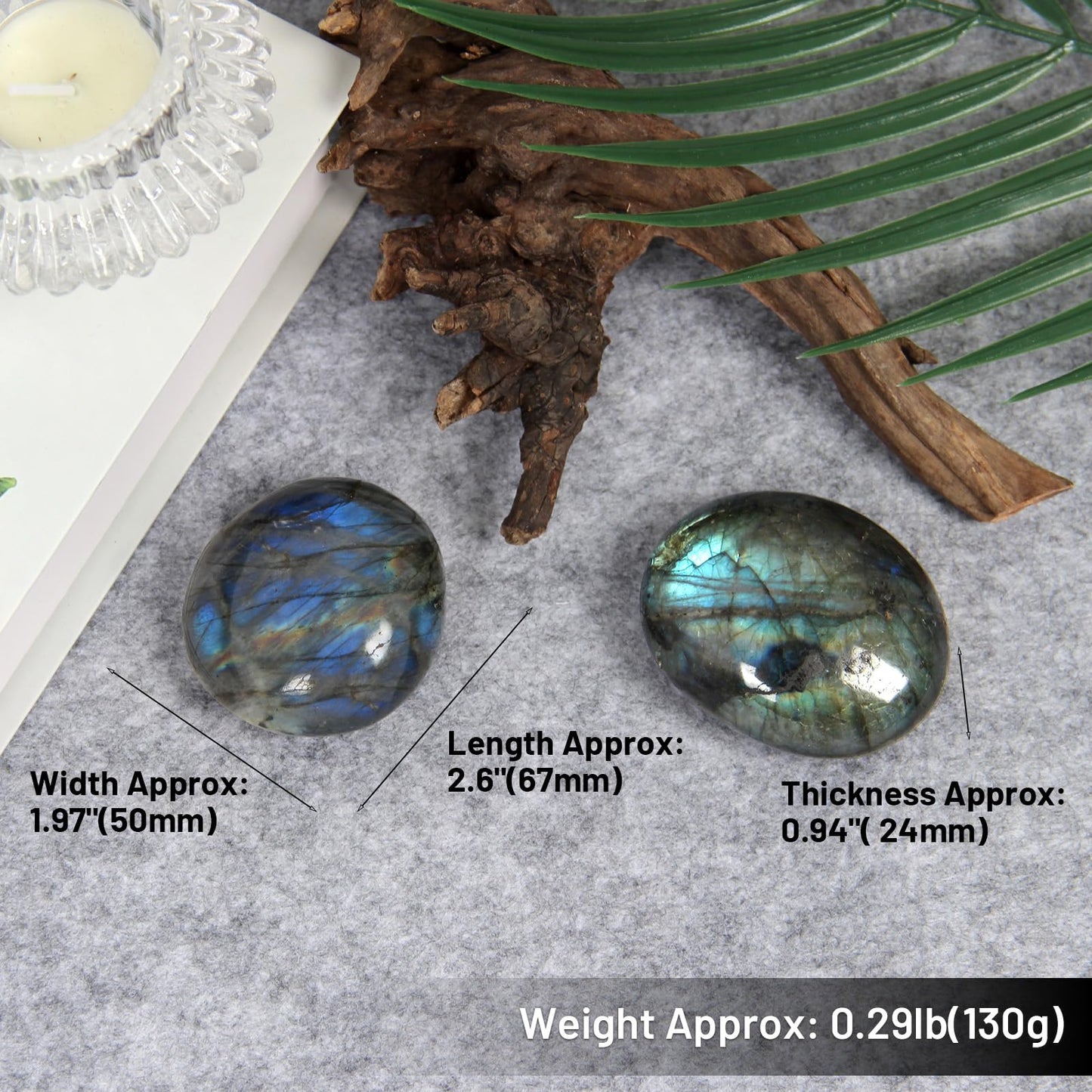 Orientrea Labradorite Palm Stone-1 Pc Labradorite Pocket Energy Stone, Smooth Healing Crystal Worry Stones
