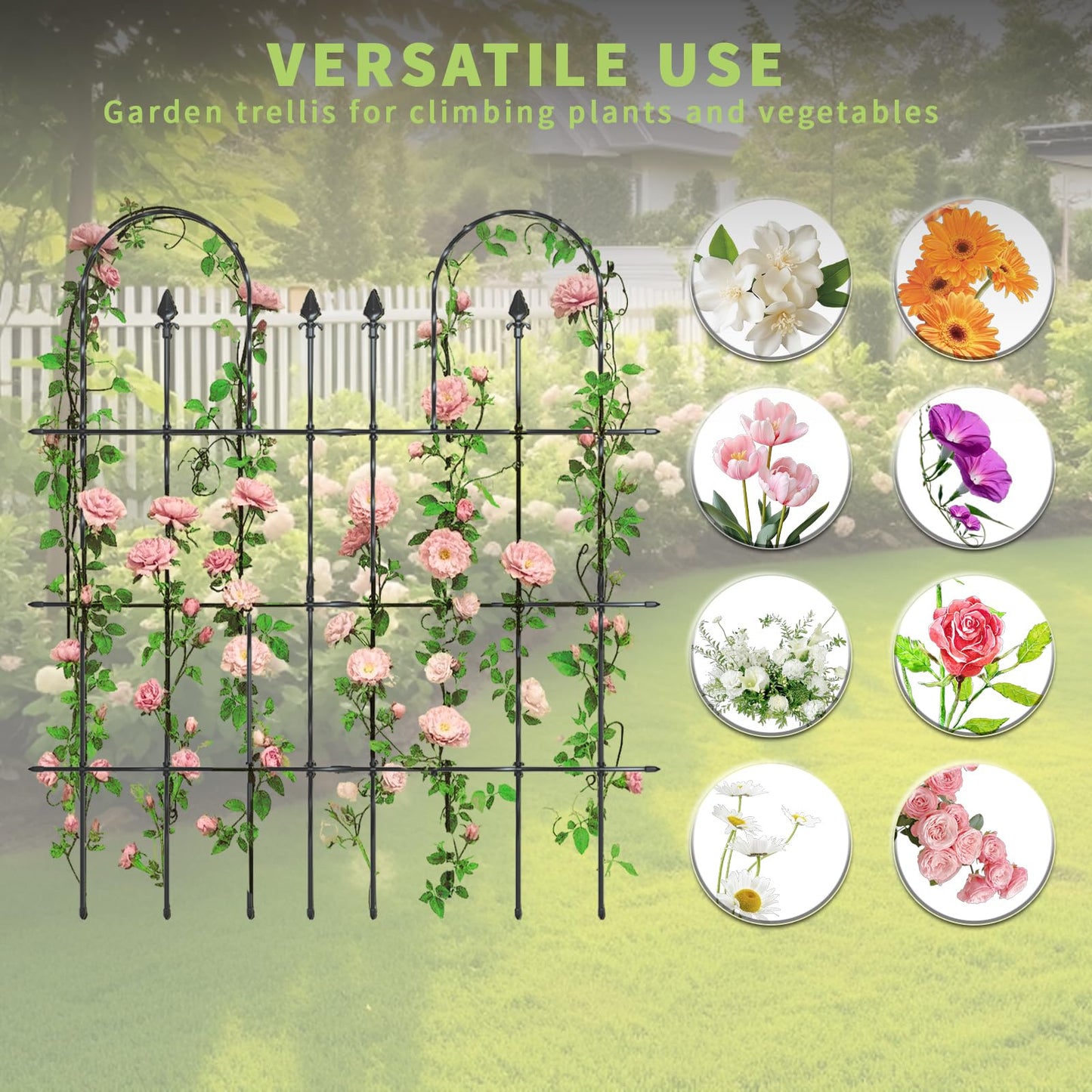 BUKLIYN Garden for Climbing Plants - Trellis for Climbing Plants Outdoor for Vines Plant Fresh Flower Vegetable Support, Plant Trellis Outdoor:82.5"*55"(2 Pack)