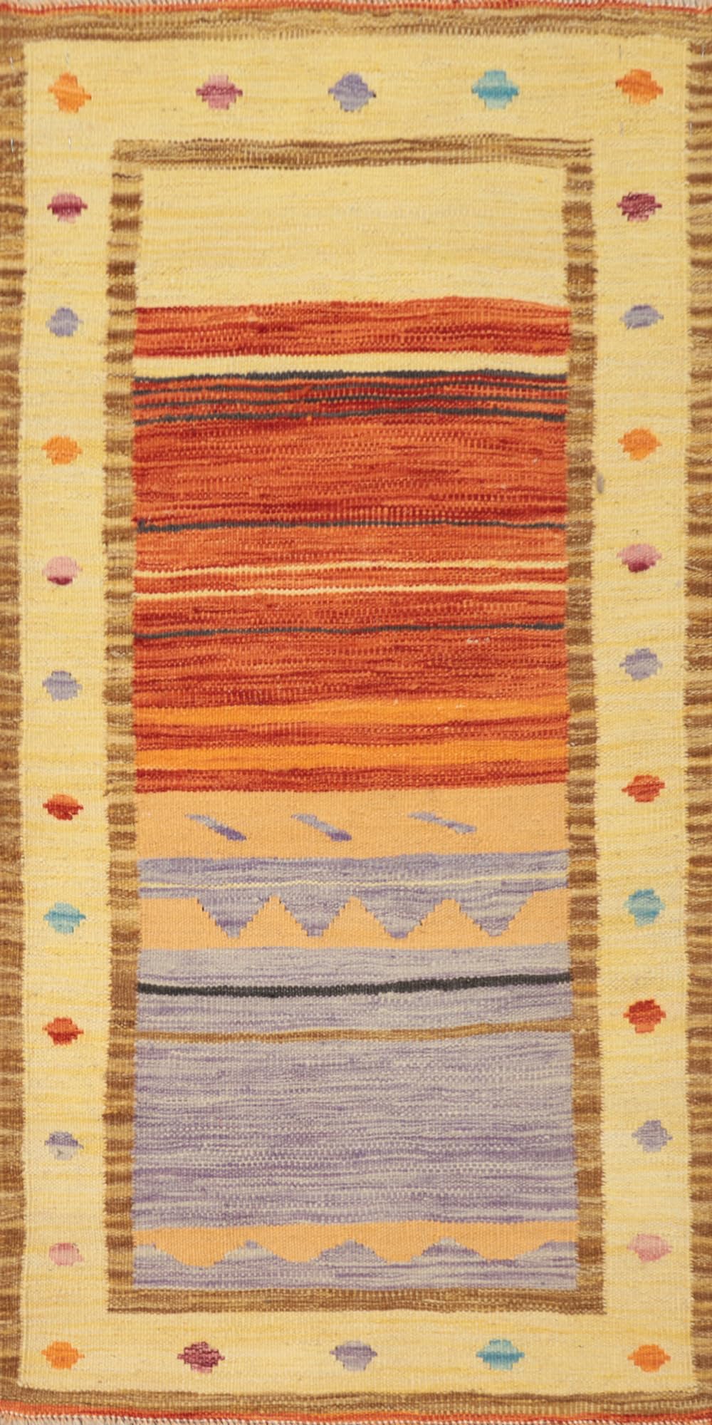 RugSource Southwestern Collection, 2x4 Rug, Hand Woven Oranges & Rust Tribal Rug, Oriental 100% Wool Carpet for Foyer, Entryway and Hallway