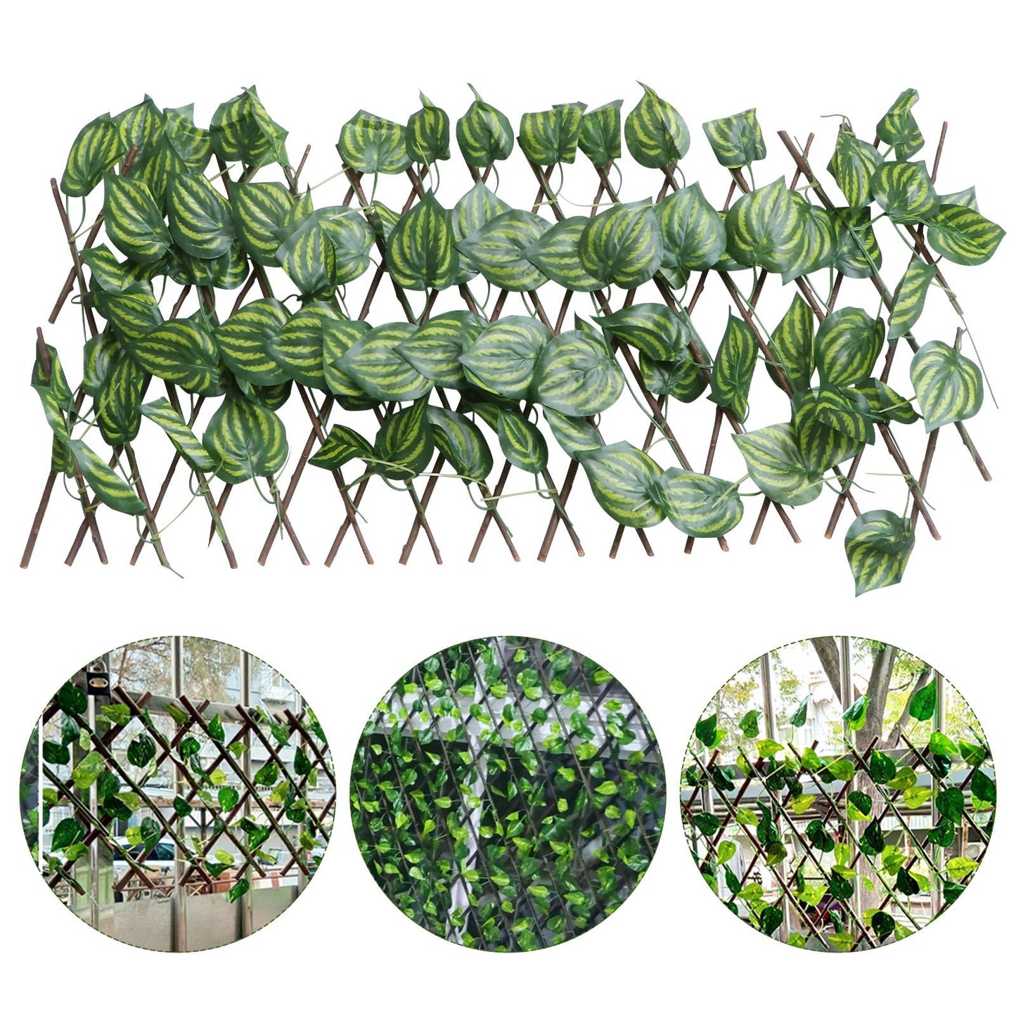 IDEANATEGRATE Simulated Plant Fence Decorative Garden Privacy Screen Balcony Outdoor Green Leaf Expandable Fence Panel for Yard Patio Landscaping
