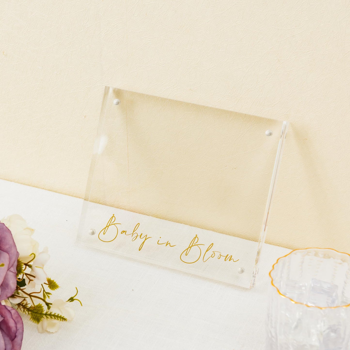 Calculs Baby US Frame Baby in Bloom Ultrasound Sonogram Keepsake Acrylic Picture Frame Freestanding Double Sided Magnetic Lucite Frameless Display Gifts