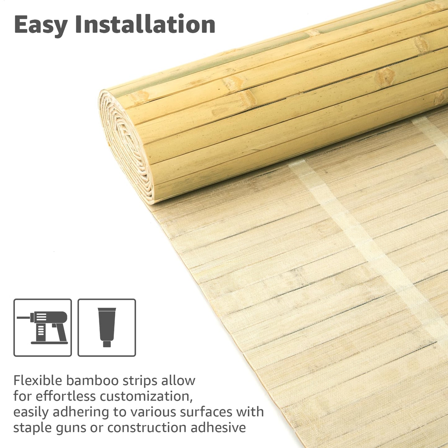 Art3d Natural Bamboo Wall Panel for Interior Wall Decor, Renewable Pole Wrap Wainscoting Paneling for Wall Ceiling Furniture Cabinet Office, 48 x 96 Inch - Natural
