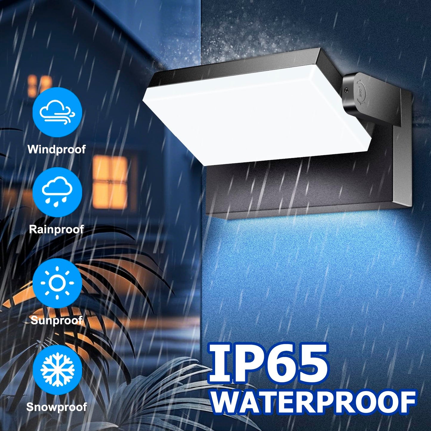 rosykite 3CCT LED Outdoor Wall Lights, 4800LM, 360° Adjustable, 3 Color Modes, IP66 Waterproof, Security Wall Pack Flood Lights for Garage, Porch, Patio, Black