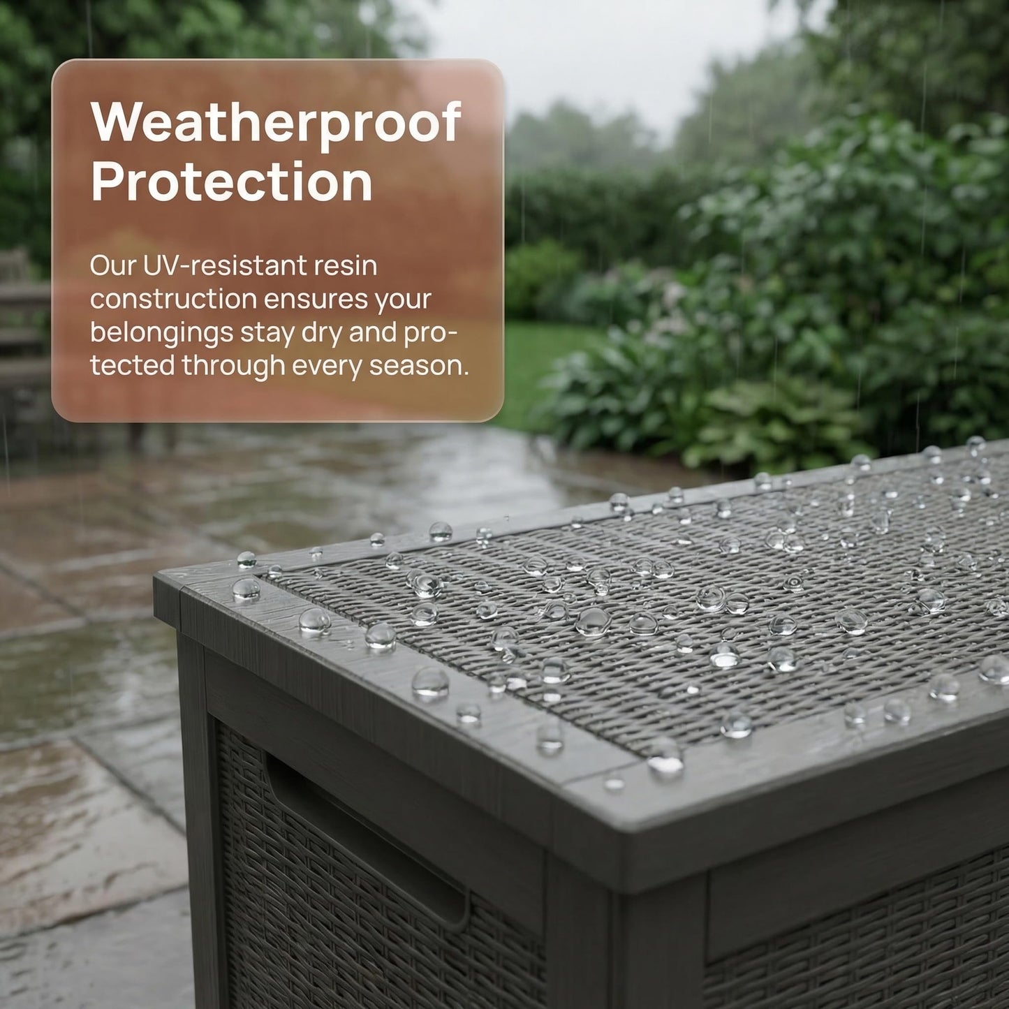 265 Gallon Resin Deck Box Outdoor Storage Chest, Large Waterproof Patio Storage Box All-Weather Garden Storage Container for Cushions, Pool Supplies, Yard Tools – Easy Assembly, Lockable Lid