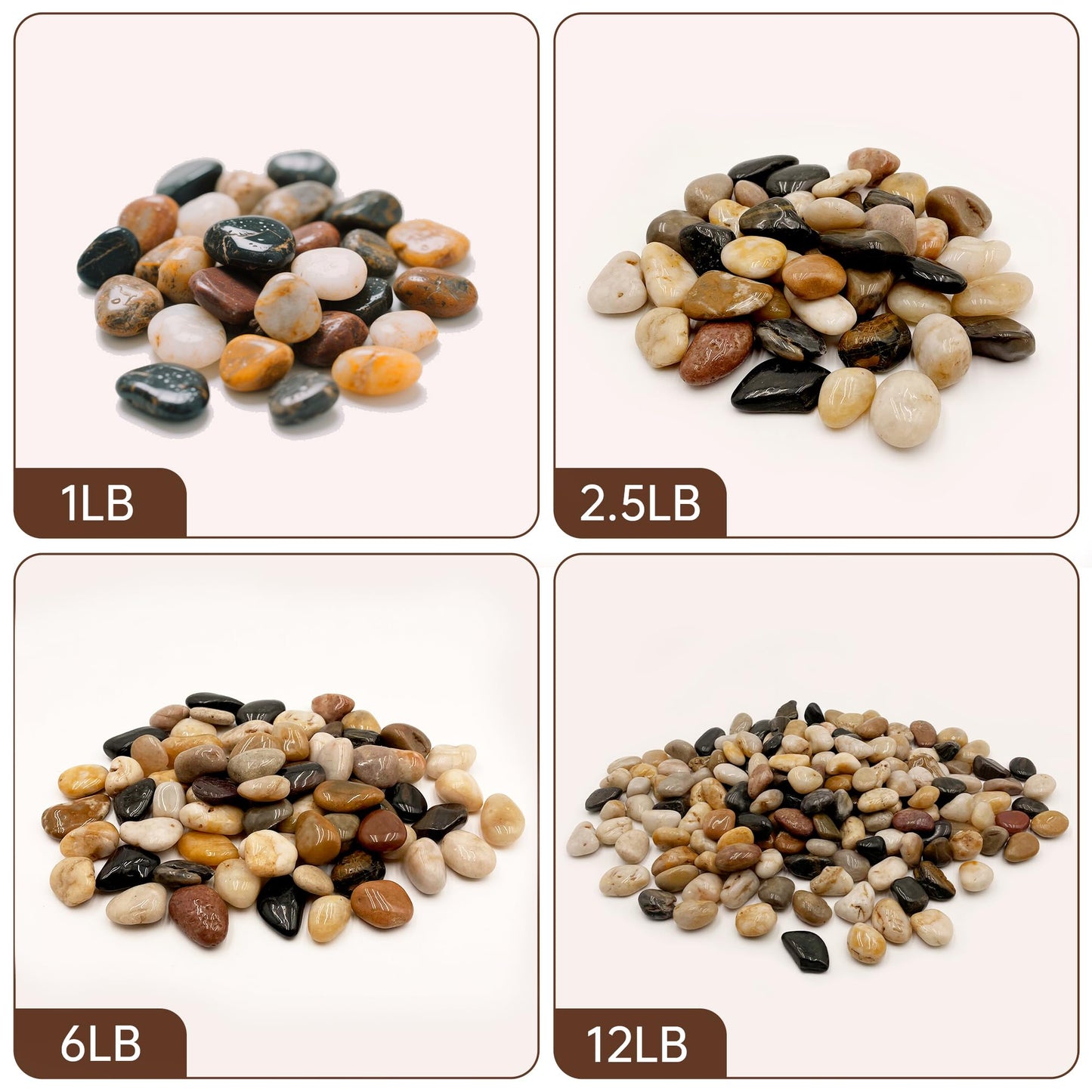 RITOLLO 12 lb River Rocks Pebbles for Indoor Plants 3/8-1 Inch Natural Aquarium Gravel Decorative Fish Tank Rocks Garden Landscaping Decor