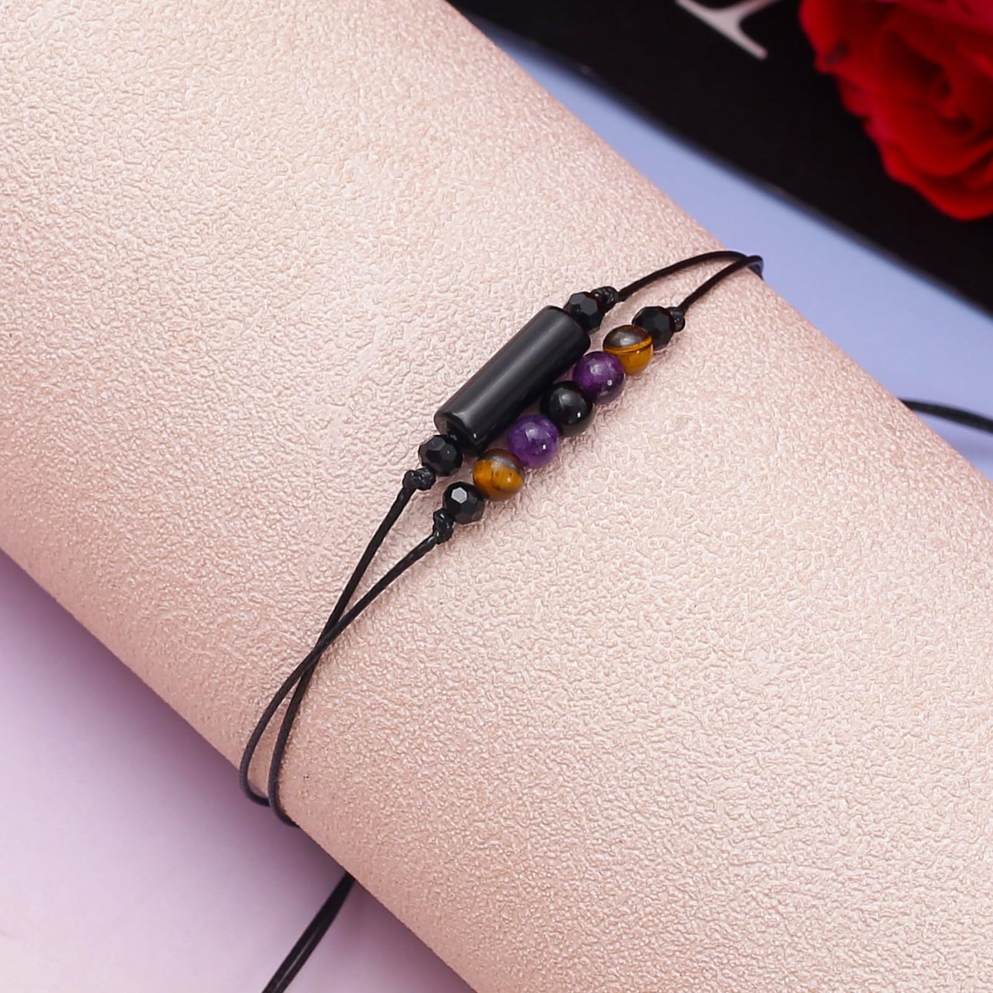 MTJAHPS Protection Bracelet, empath protection, black obsidian Crystals and Healing Stones Bracelet for Women ，Luck ，Anxiety and Stress Clam Bracelet (No Negativity)