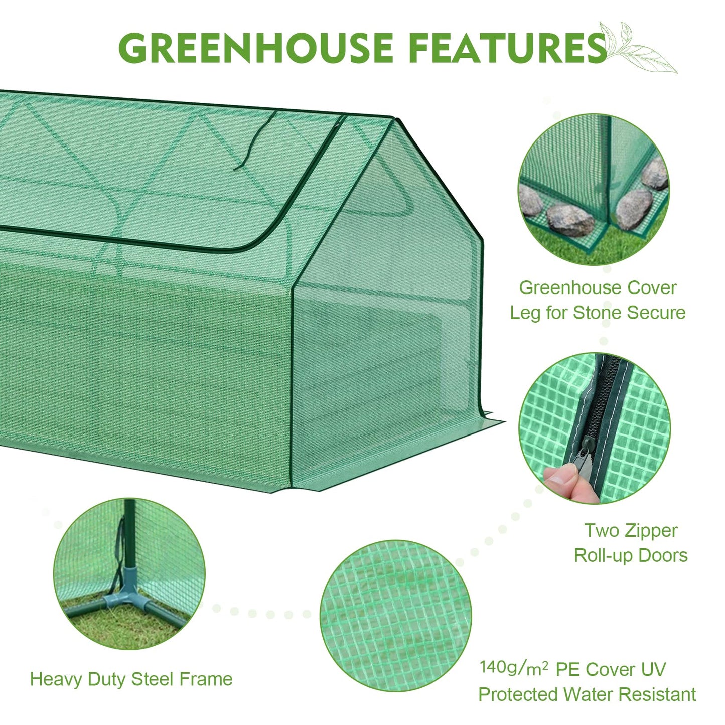 BPS Raised Garden Bed Set, 6x3x1 FT Metal Bottomless Flower Bed with PE Cover for Outdoor Planting, Green