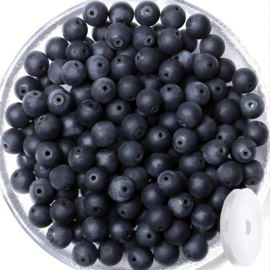 QINJIEJIE 100PCS Matte Black Obsidian Beads 8mm Natural Stone Beads Round Loose Gemstone Bead for Bracelet Beading Crystal Jewelry Making DIY Necklace Earrings 0.32"