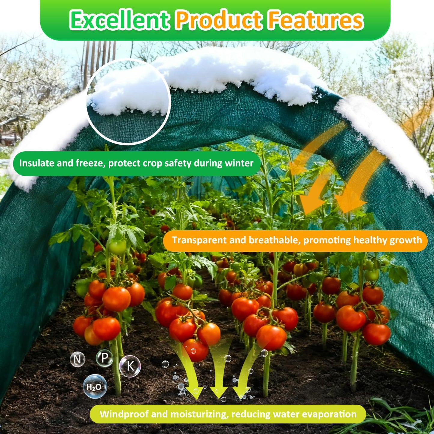Green Plant Covers Freeze Protection, 10 x 50 ft - 0.9 oz/yd² Frost Cloths for Outdoor Plants, Tree Covers Freeze Protection, Winter Garden Blanket, Sun Cover for Plants for Greenhouse, Vegetables