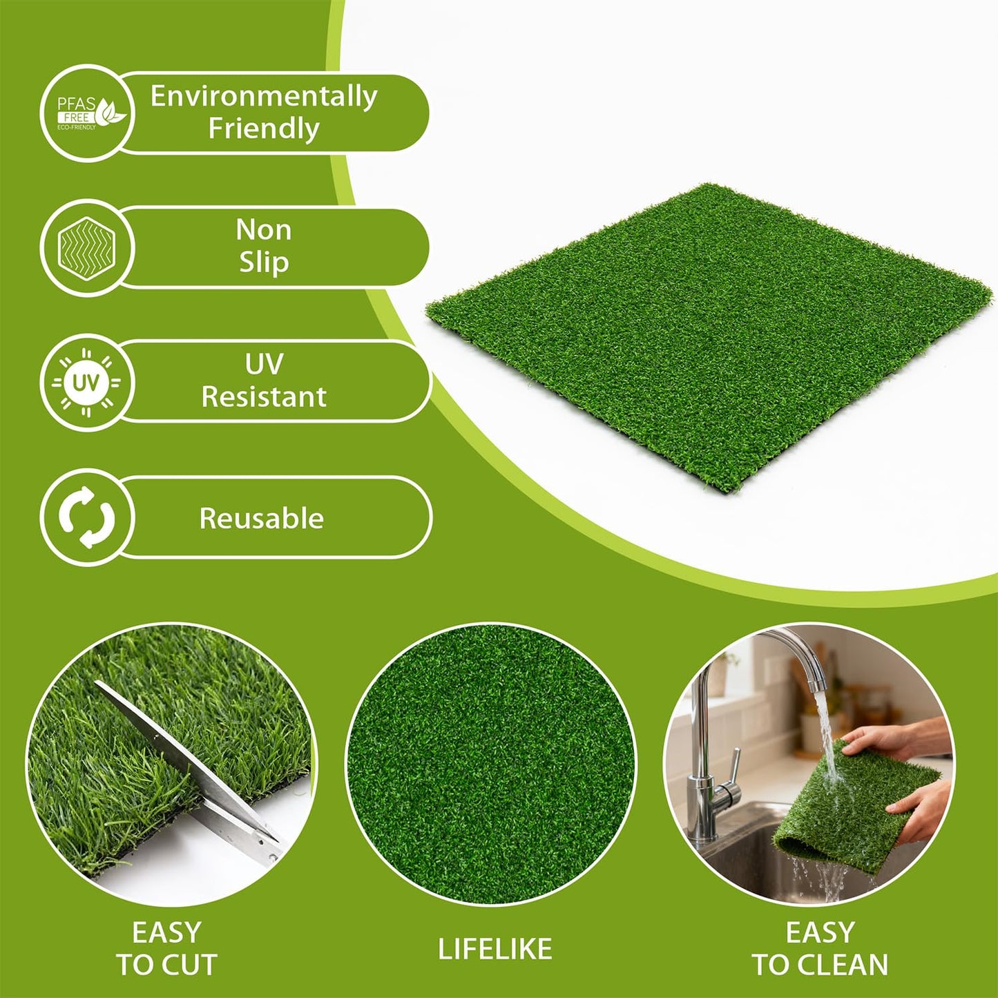 VERDIGRASS Artificial Grass Indoor Outdoor Table Runner 12 x 36 Inch,Waterproof Astro Turf with Drainage Holes,Fake Turf Mat Grass Rug for Golf Themed Party,Wedding, Birthday,Home Decor,Dark Green
