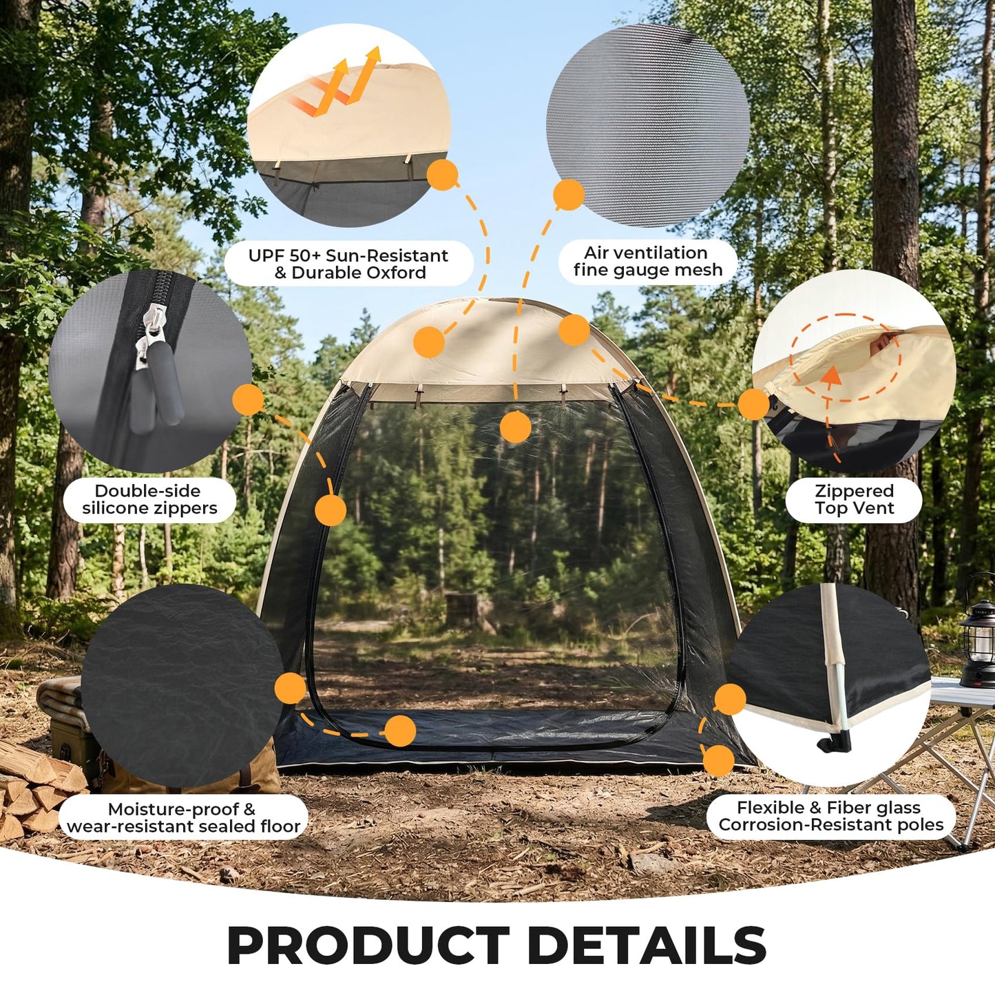 Alvantor® Pop Up Screen House Tent, 7'x4' Instant Camping Screen Room, Screen Gazebo Canopy for Patios/Deck/Backyard, Portable Mesh Tent with Shade Cloths, Easy Set Up, 2-3 Person